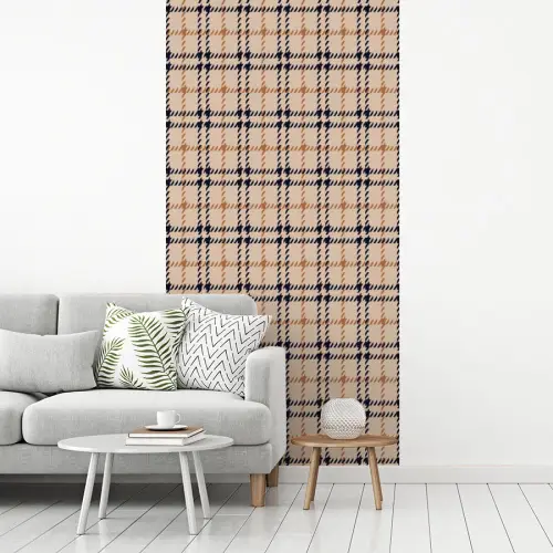 Plaid - Patroon - Beige - Zwart fotobehang vinyl groot 64 -woonkamer