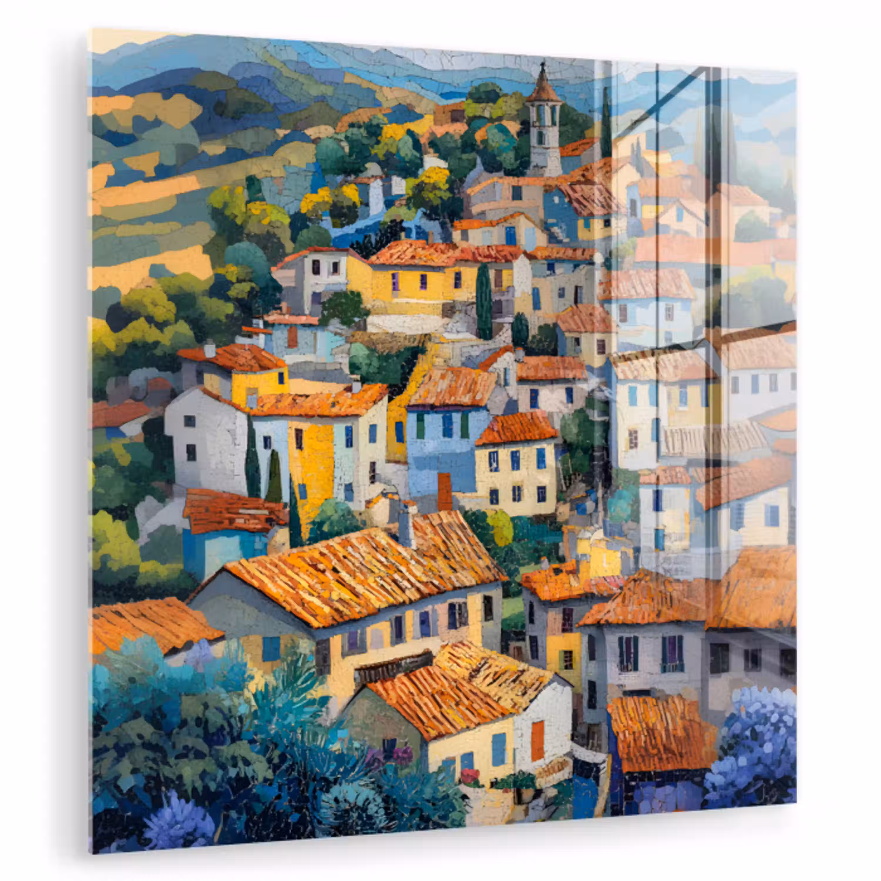 Dorp - Heuvels - Landschap - Bomen plexiglas 5mm klein -zzzproduct_nieuw