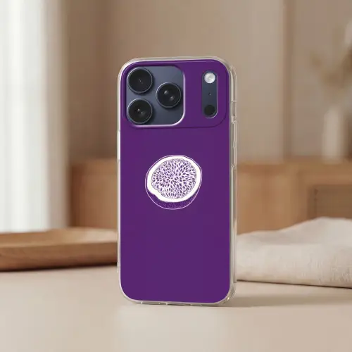 Passievrucht - Zaadjes - Paars - Minimalistisch Telefoonhoesje iPhone 17 Pro klein -sfeer2