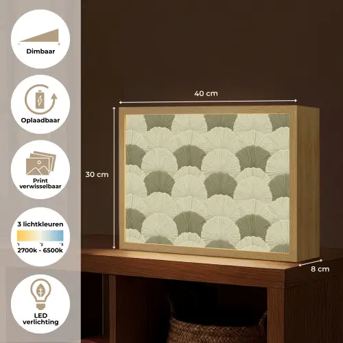 Bladeren - Structuur - Groen Light Box met batterij (Wandlamp) middel 907 -USP_websiteoverzichtNL