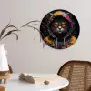 Kat - Jas - Graffiti - Bril - Zwart Wandcirkel kunststof plaat 5mm dik klein -sfeer4