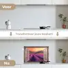 Doorkijk - Lavendel - Landschap - Bloemen - Paars keuken achterwand spatscherm klein -voor_na_NL
