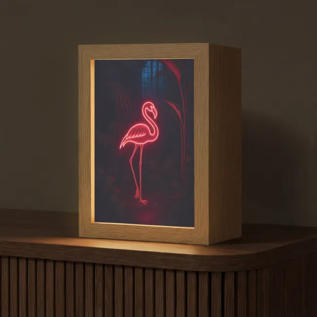 Flamingo - Roze - Neon - Licht Light Box met kabel (Tafellamp) klein -z3d_website
