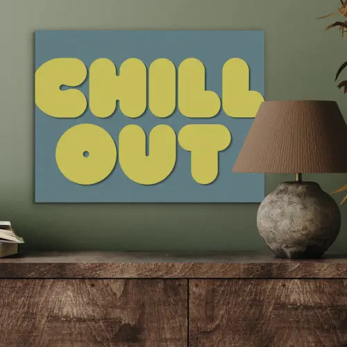 Chill out - Geel - Blauw PET vilt klein -sfeer2