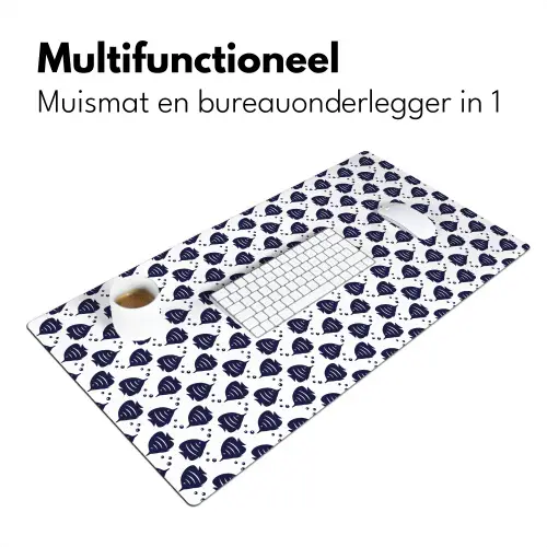 Oceaan - Vis - Blauw - Wit Muismat XXL klein 681 -sfeer4