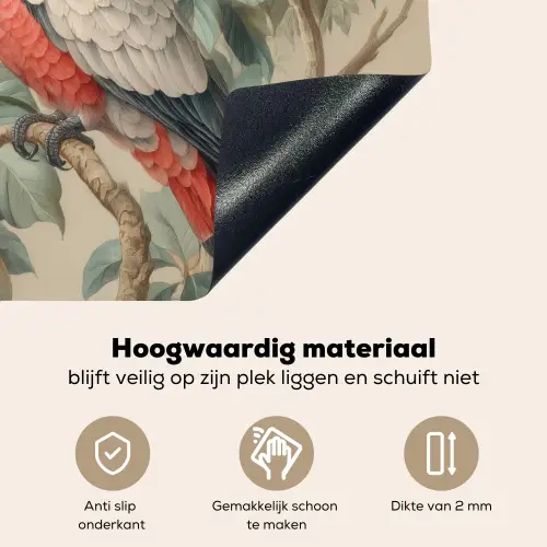 Roze kuifkaketoe - Tak met vruchten - Bladeren Inductie beschemer met haakjes middel -ky-onderkant-nl