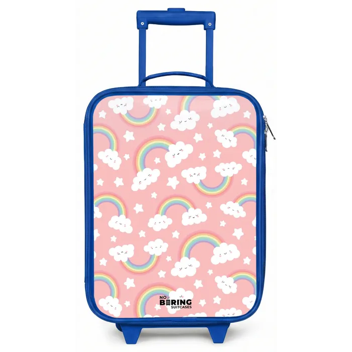Roze met regenboog patroon Kinderkoffer - Blauw klein -zz3dotto