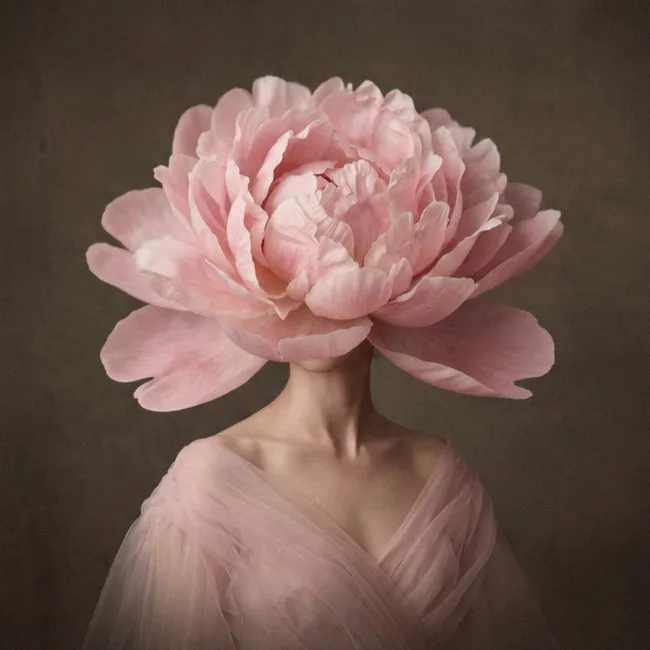 Behang - Gezicht - Roos - Roze