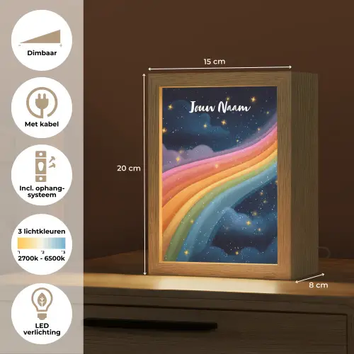 Regenboog - Sterrenhemel - Kleurrijk Light Box met kabel (Kinderlampje) klein -USP_NL