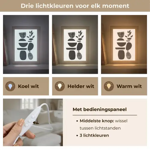 Japandi - Zwart - Abstract Light Box met kabel (Tafellamp) klein -USP_lichtkleurNL