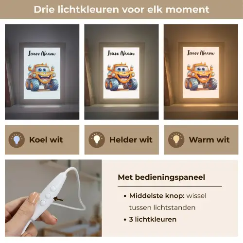 Auto - Oranje - Jongen - Kind Light Box met kabel (Kinderlampje) klein -USP_lichtkleurNL