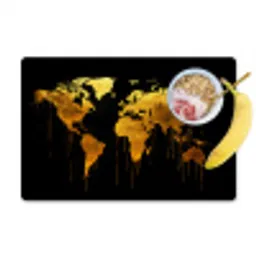 Wereldkaart - Goud - Druipen - Zwart Placemat vinyl groot -zzzproduct_Kitchenyeah-website