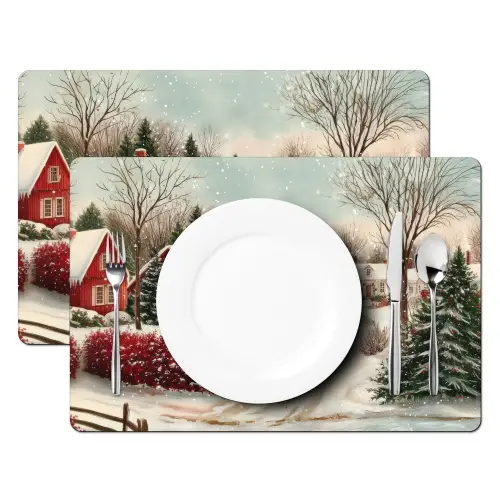 Kerstsfeer - Landelijk - Rood Placemat vinyl groot -zzsfeer2_Kitchenyeah-website