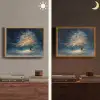 Levensboom - Nacht - Donker - Blauw Light Box met batterij (Wandlamp) middel -sfeer3