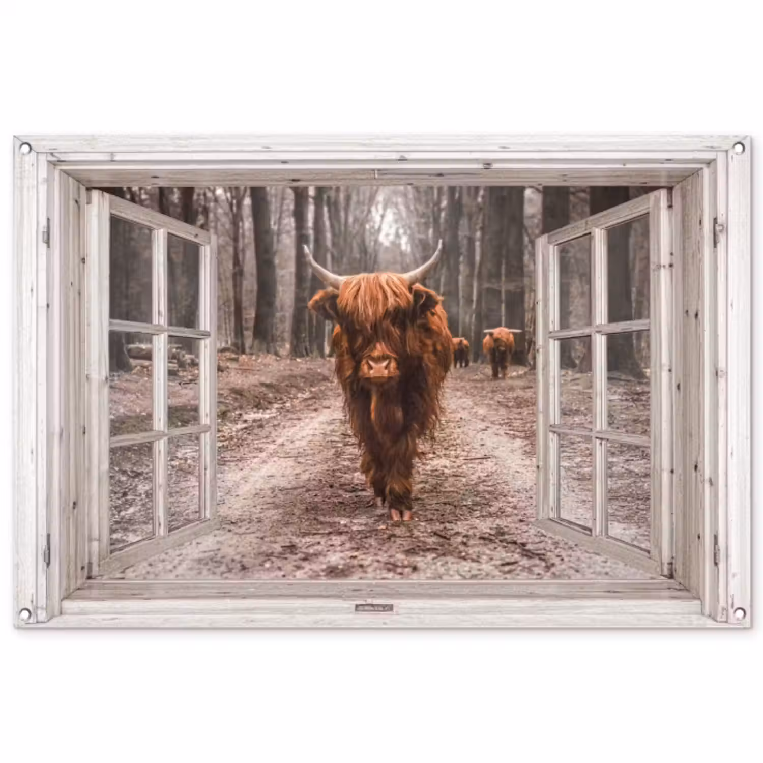 Tuinposter - Hooglander door het Raam