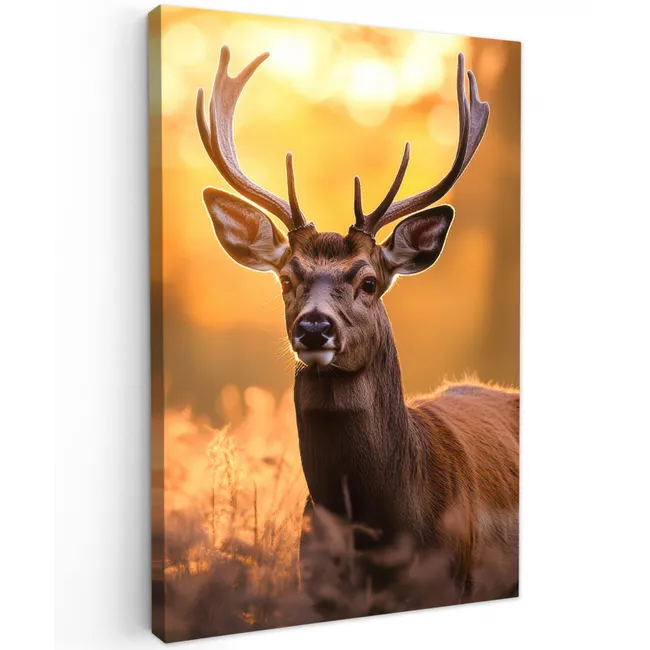Hert - Gewei - Herfst - Bos - Bruin - Natuur - Bosdieren Tuinposter op houten frame 2 cm dik klein -3d