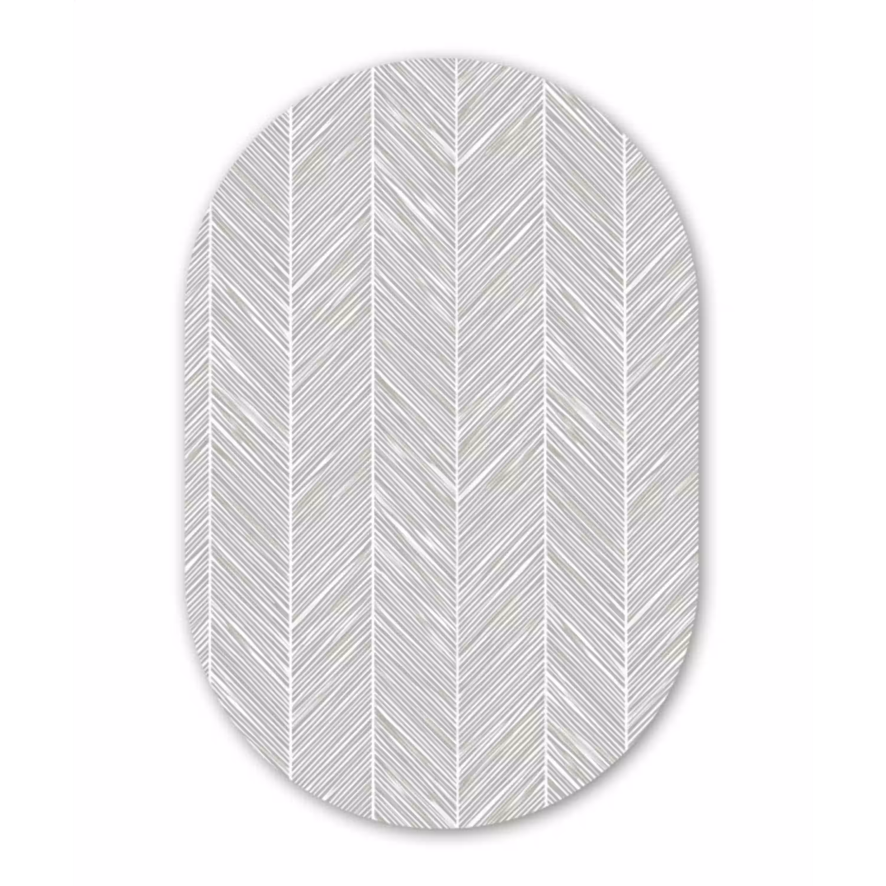 Klassiek - Visgraat - Grijs Wandcirkel Ovaal Aluminium middel 839 -3d