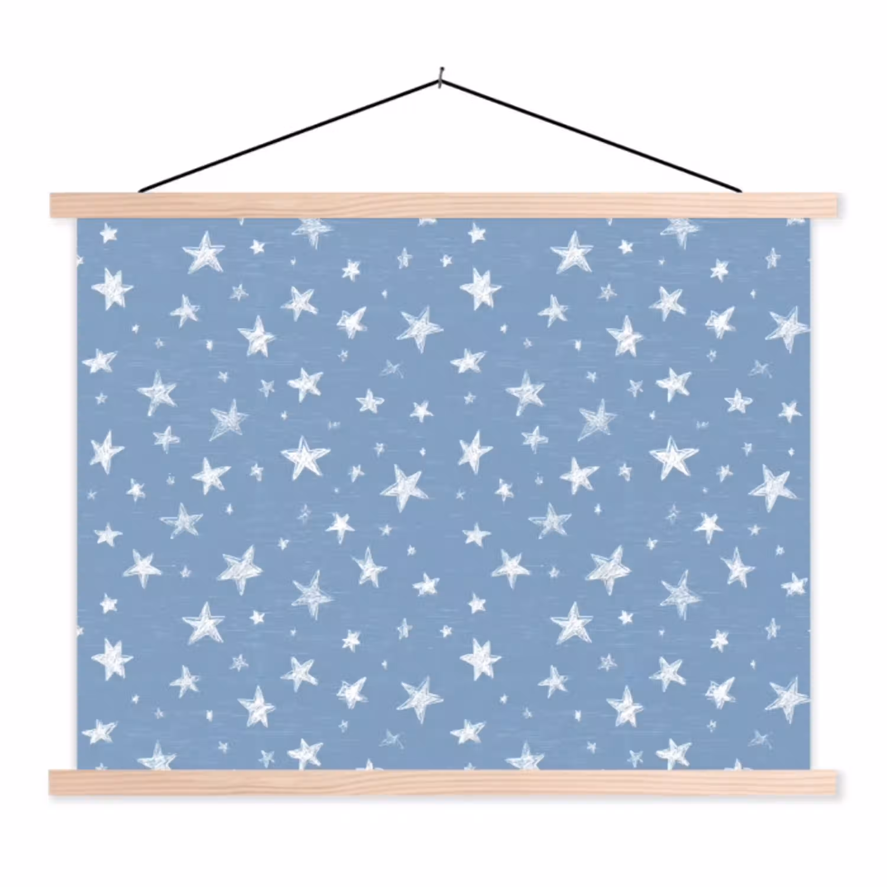 Sterretjes - Patroon - Blauw textielposter latten blank klein 122 -3d