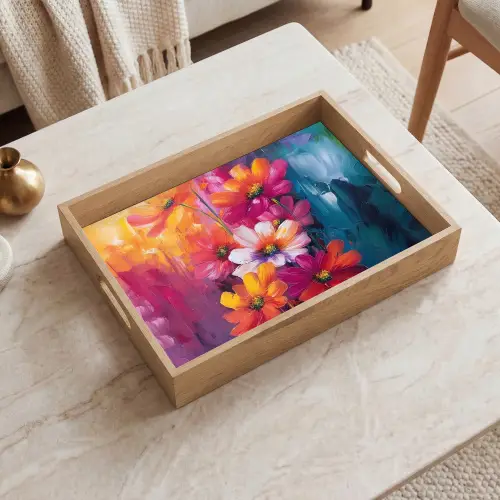 Felle bloemen - Dynamisch - Levendig Dienblad Rechthoek middel -sfeer1