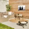 Vrouwen - Zonnehoed - Strand - Zwart - Wit Tuinposter op houten frame 2 cm dik klein -sfeer2