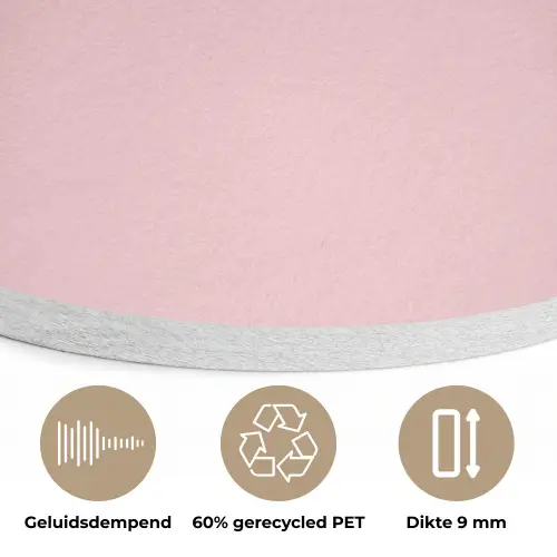 Statement - Krachtig - Roze Akoestische PET Vilt - Rond klein -closeup_NL