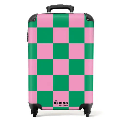 Squares - Groen/roze NBS - Handbagage koffer - Kinderen Unisex middel -productfoto_recht