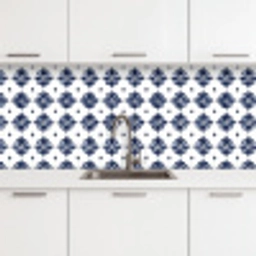 Tegelmotief - Blauw - Wit - Bloem keuken achterwand 2 middel 871 -3d