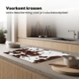 Koeienhuid - Klassiek - Bruin Inductie beschermer vinyl 3mm klein -sfeer1