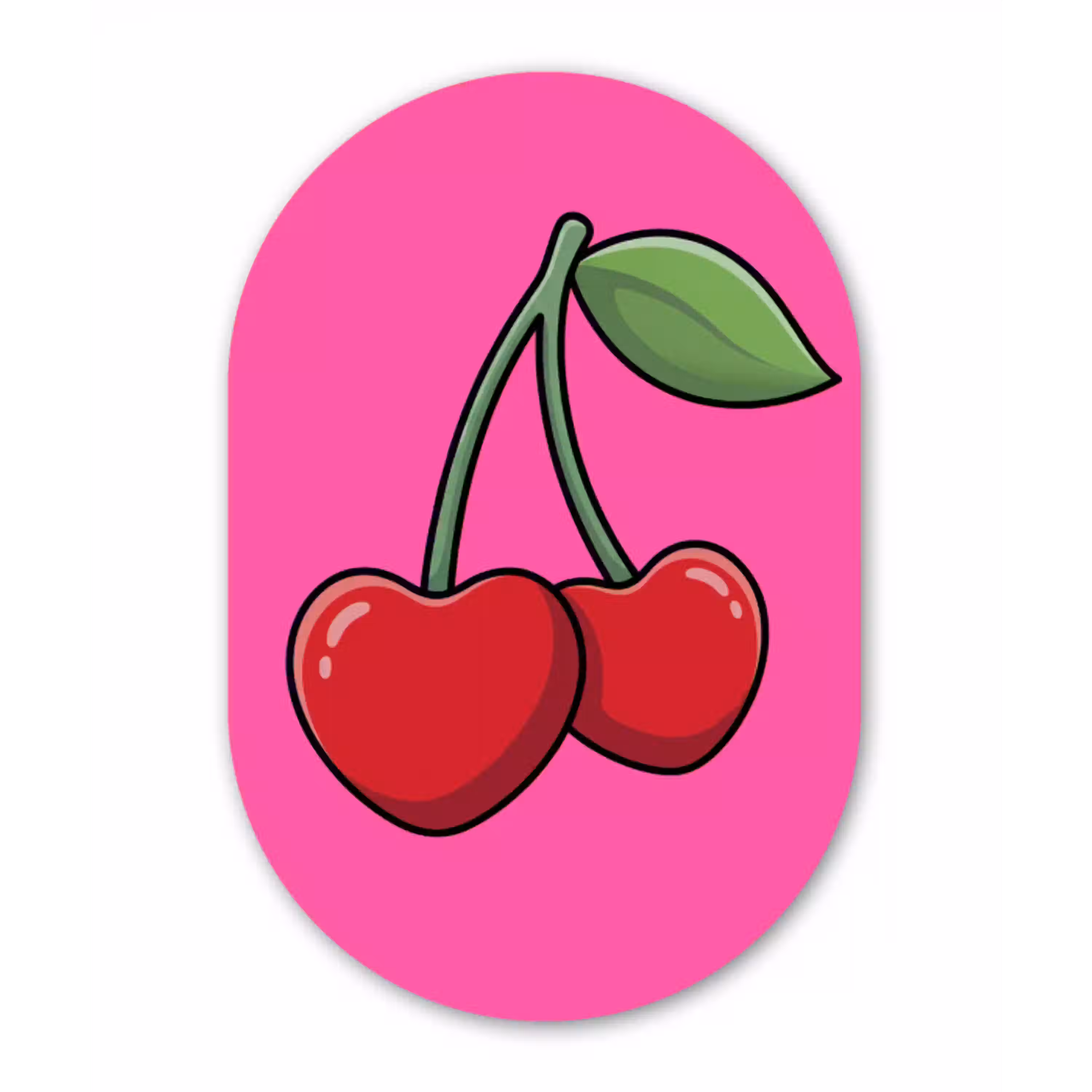 Kers - Roze - Fruit Wandcirkel Ovaal Aluminium middel -3d