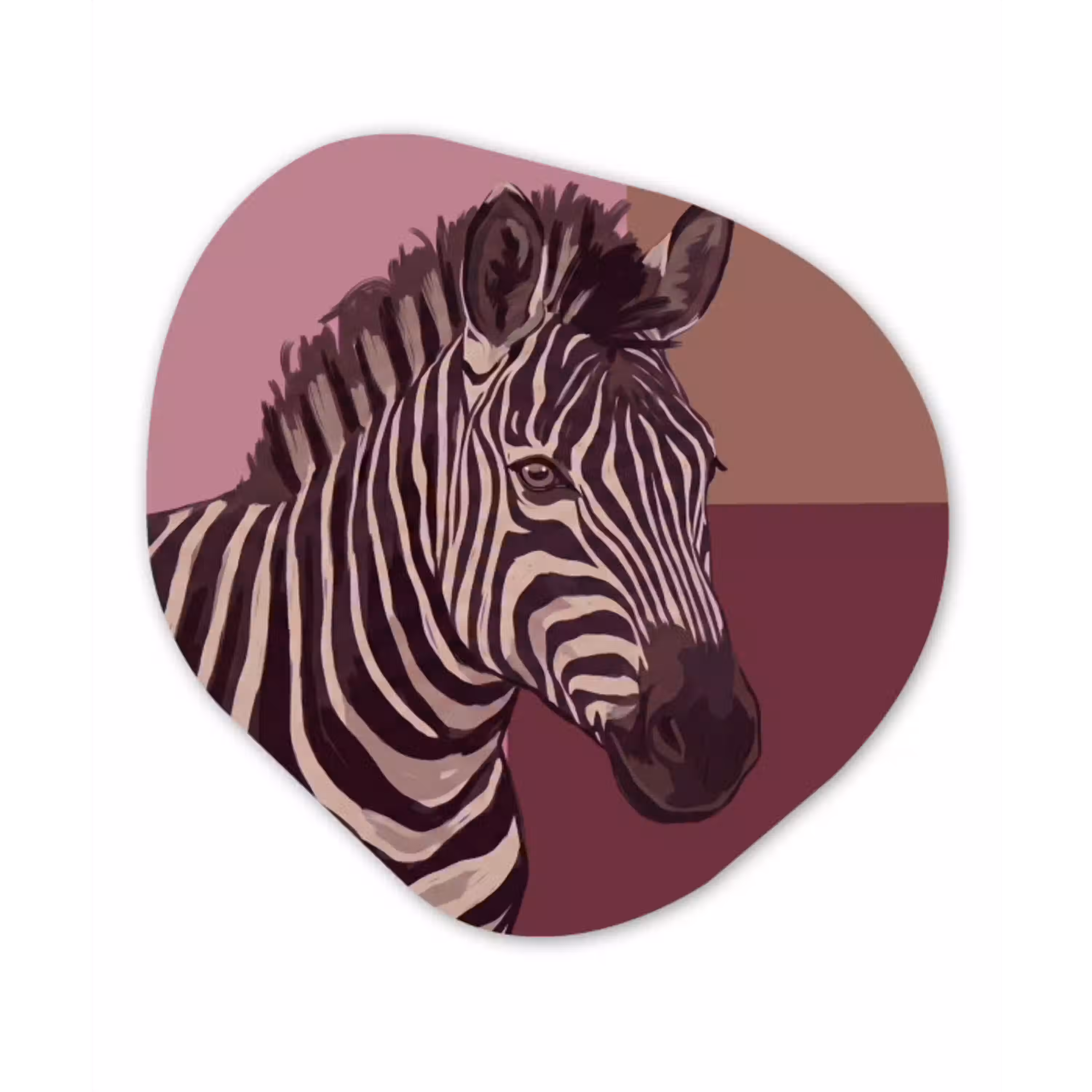 Dieren - Zebrahoofd - Wildlife - Modern - Bruin Wandcirkel Organisch Forex 3mm klein -3d