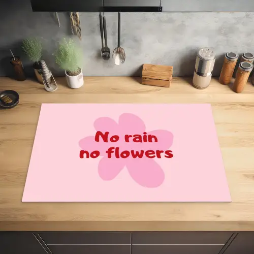 No rain no flowers - Bloem - Roze Inductie beschermer vinyl 3mm klein -sfeer5