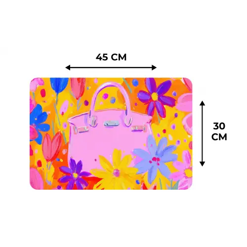 Tas - Roze - Bloemen Placemat vinyl groot -specs