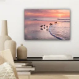 Meeuwen - Strand - Zee - Roze canvas 2cm klein -sfeer6