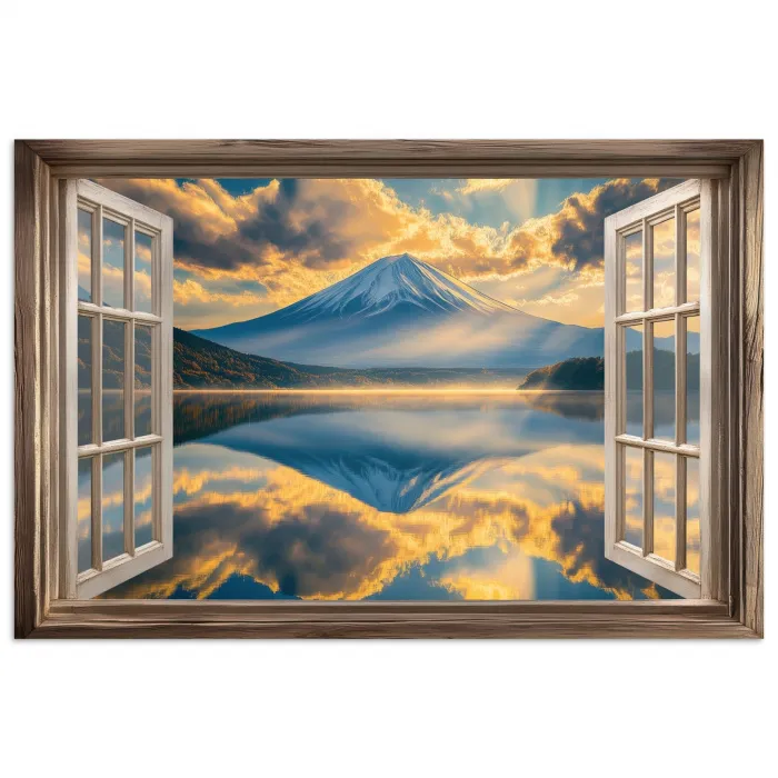 Doorkijk - Landschap - Bergen - Uitzicht - Raam poster papier klein -3d