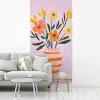 Vaas - Gestreept - Bloemen - Oranje fotobehang vinyl groot -woonkamer