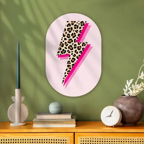 Stippen - Roze - Bliksem Wandcirkel Ovaal Forex klein -sfeer2