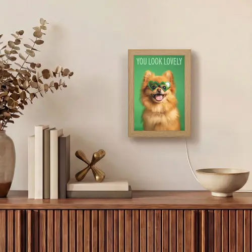 Hond - Zonnebril - Valentijn - Love Light Box met kabel (Wandlamp) klein -sfeer2
