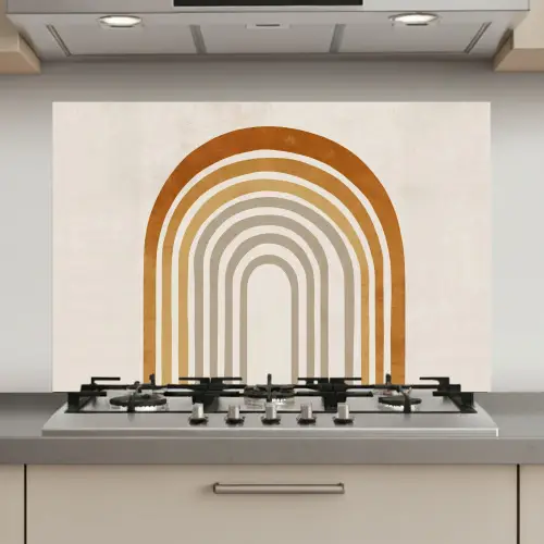 Minimalistisch - Boog - Lijnen - Beige keuken achterwand spatscherm klein -3d_website