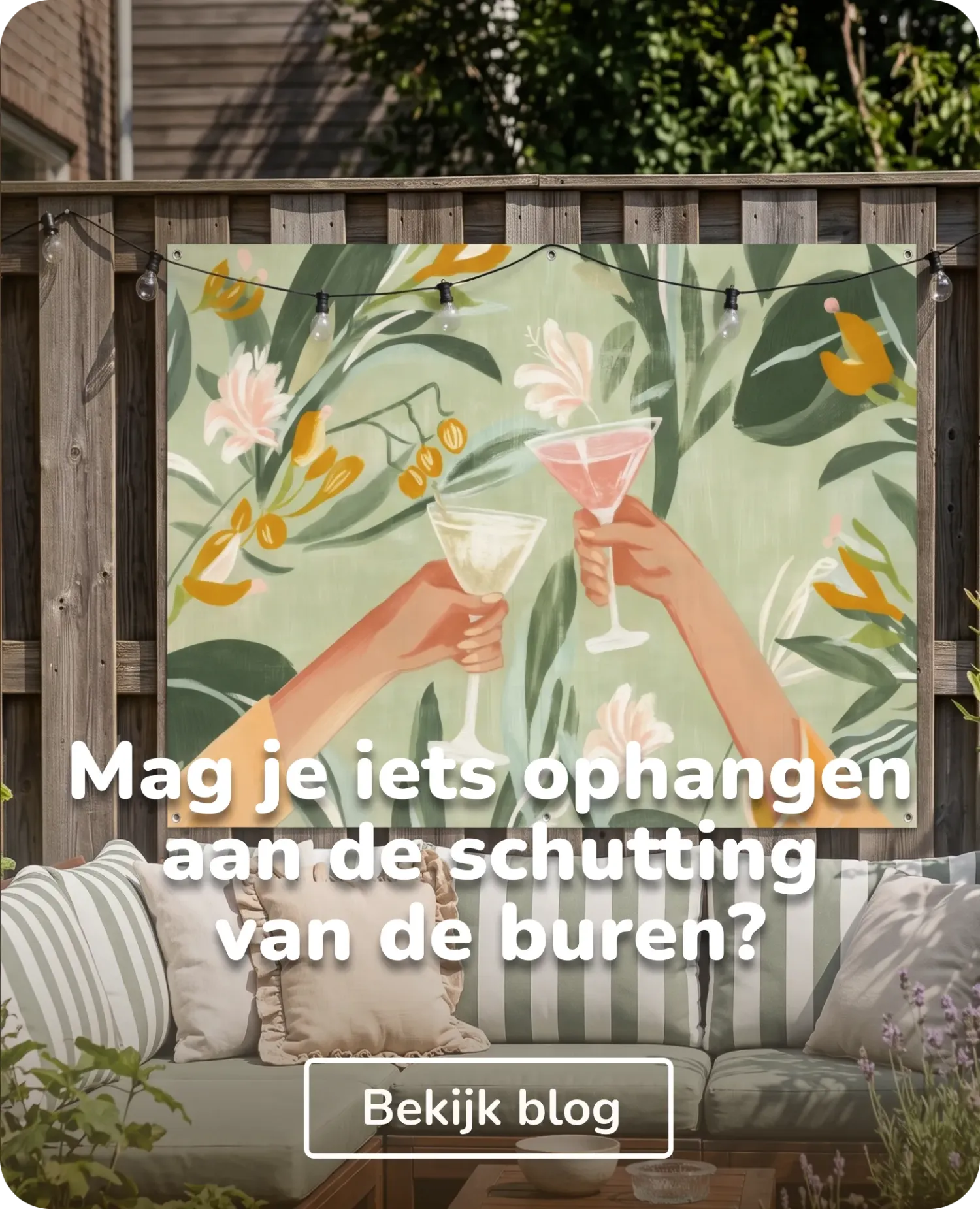 tuinposter aan de schutting