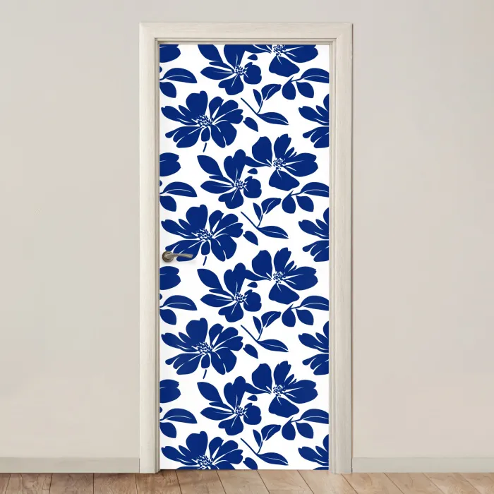 Floraal - Modern - Blauw deurposter klein 289 -3d_beige