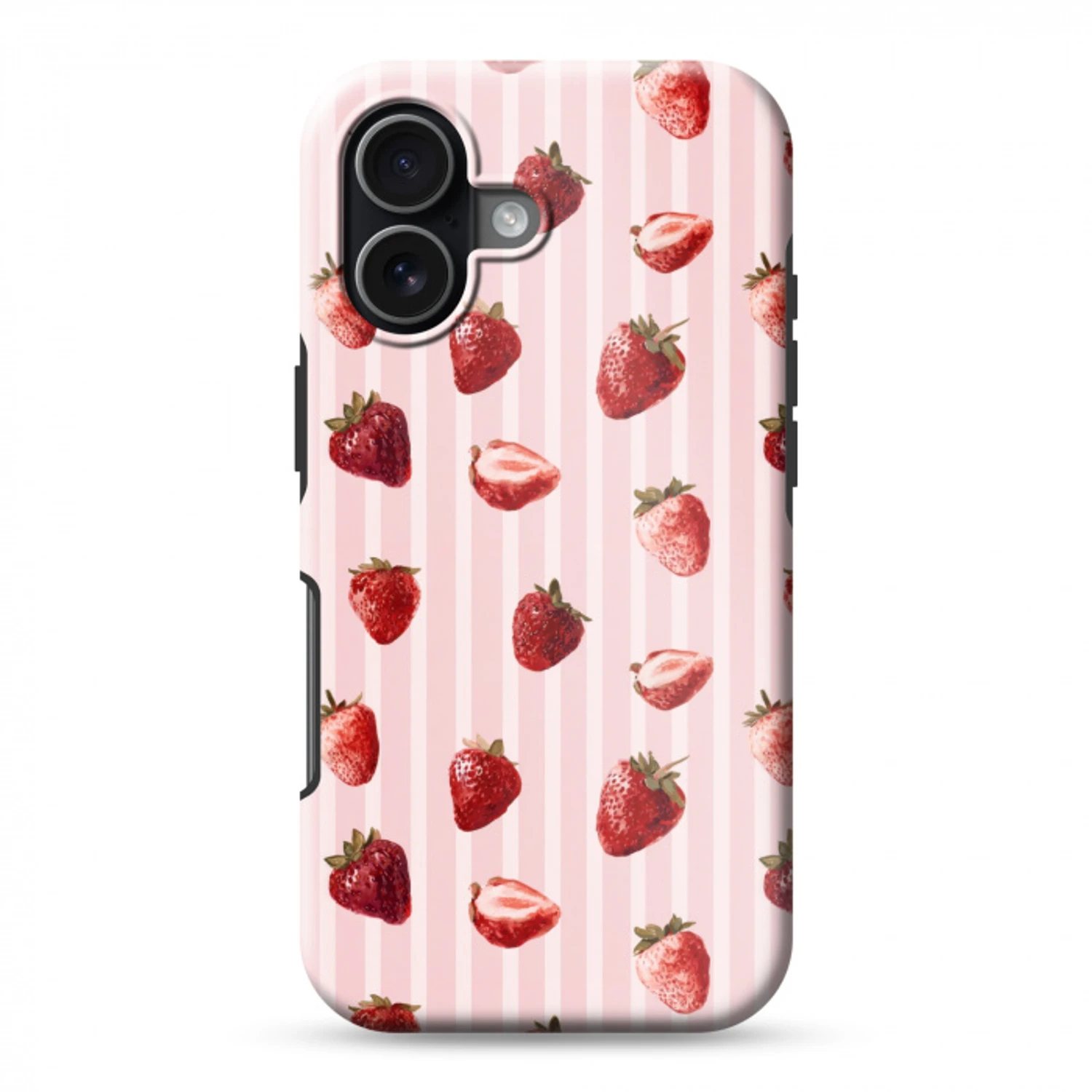 Strepen - Aardbei - Roze Toughcase MagSafe Apple iPhone 17 klein 1017 -3d