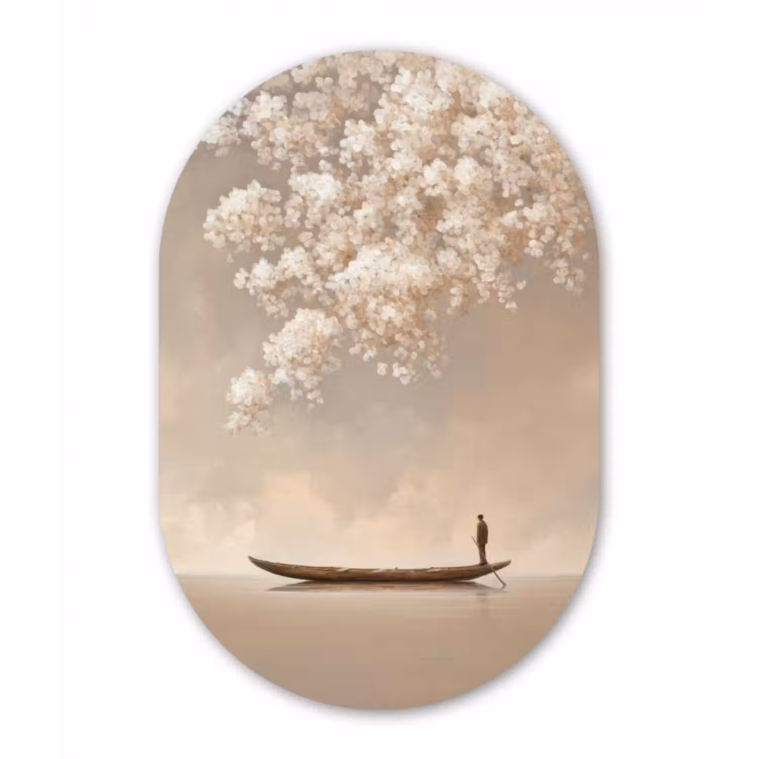 Forexbild Oval - Blüten - Weiß - Boot - Minimalistisch