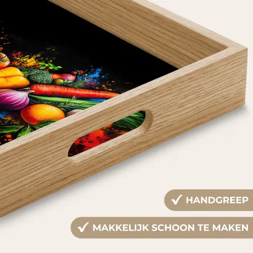 Groente - Eten - Kruiden - Graffiti - Koken Dienblad Rechthoek middel -USP_HandgreepNL