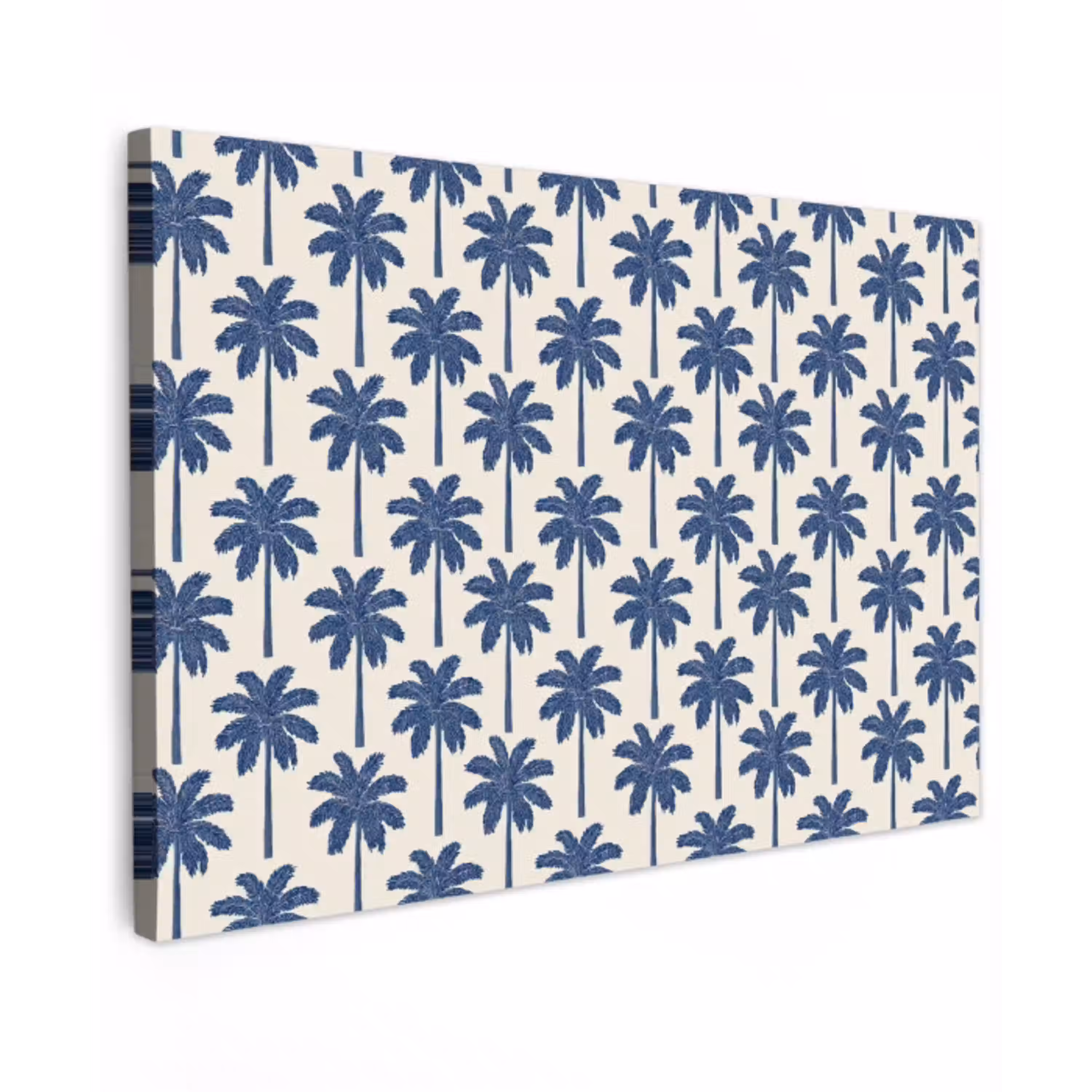 Symmetrisch - Palm - Blauw canvas 2cm klein 34 -z3d
