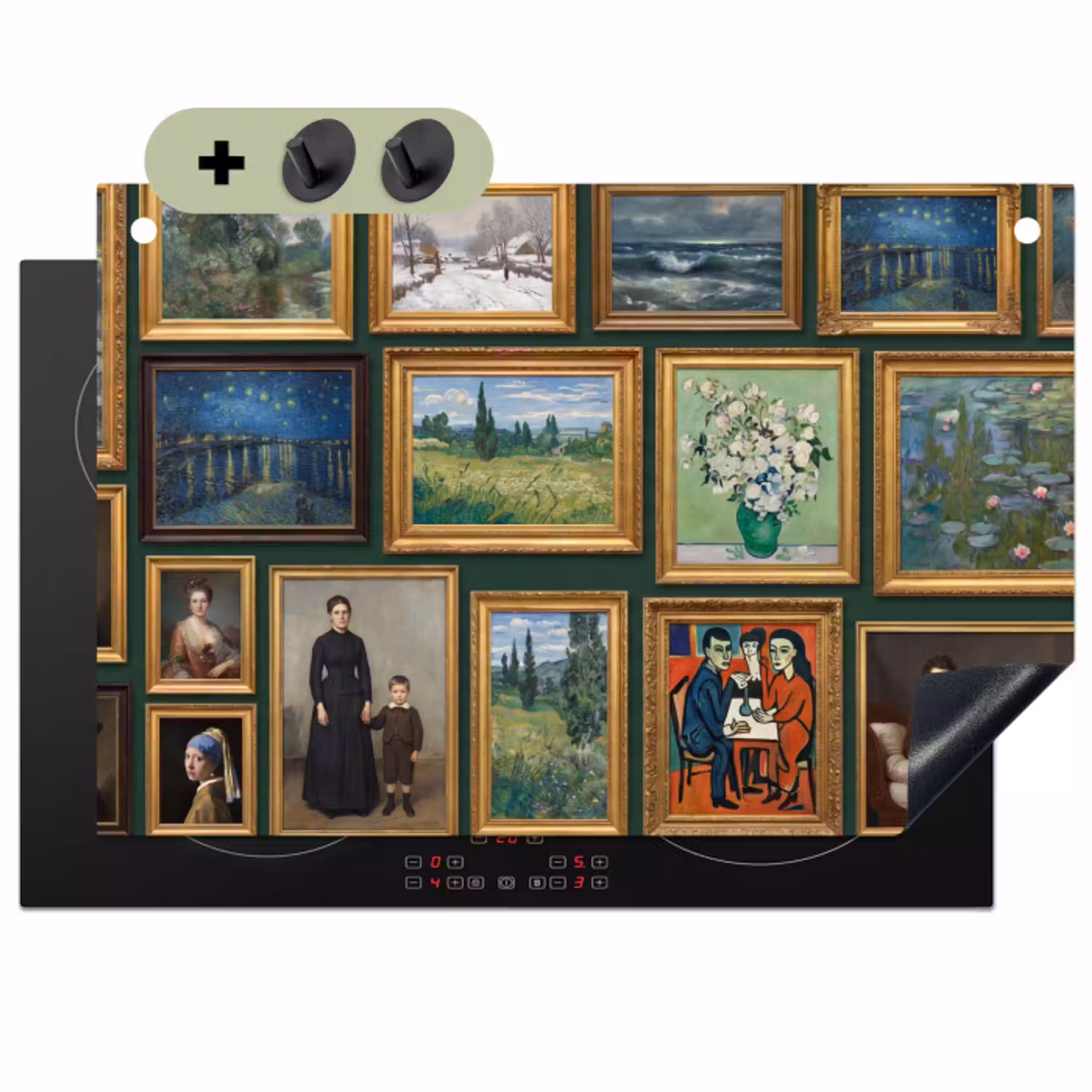 Kunst - Schilderijen - Collectie - Klassiek - Groen Inductie beschemer met haakjes klein -3d