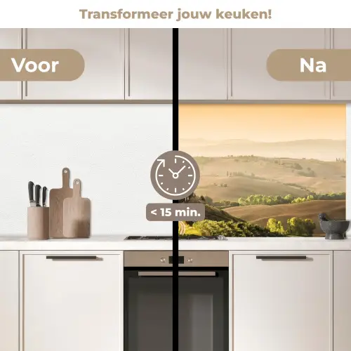 Landschap - Toscane - Ochtendlicht keuken achterwand 2 middel -voor-na2_NL
