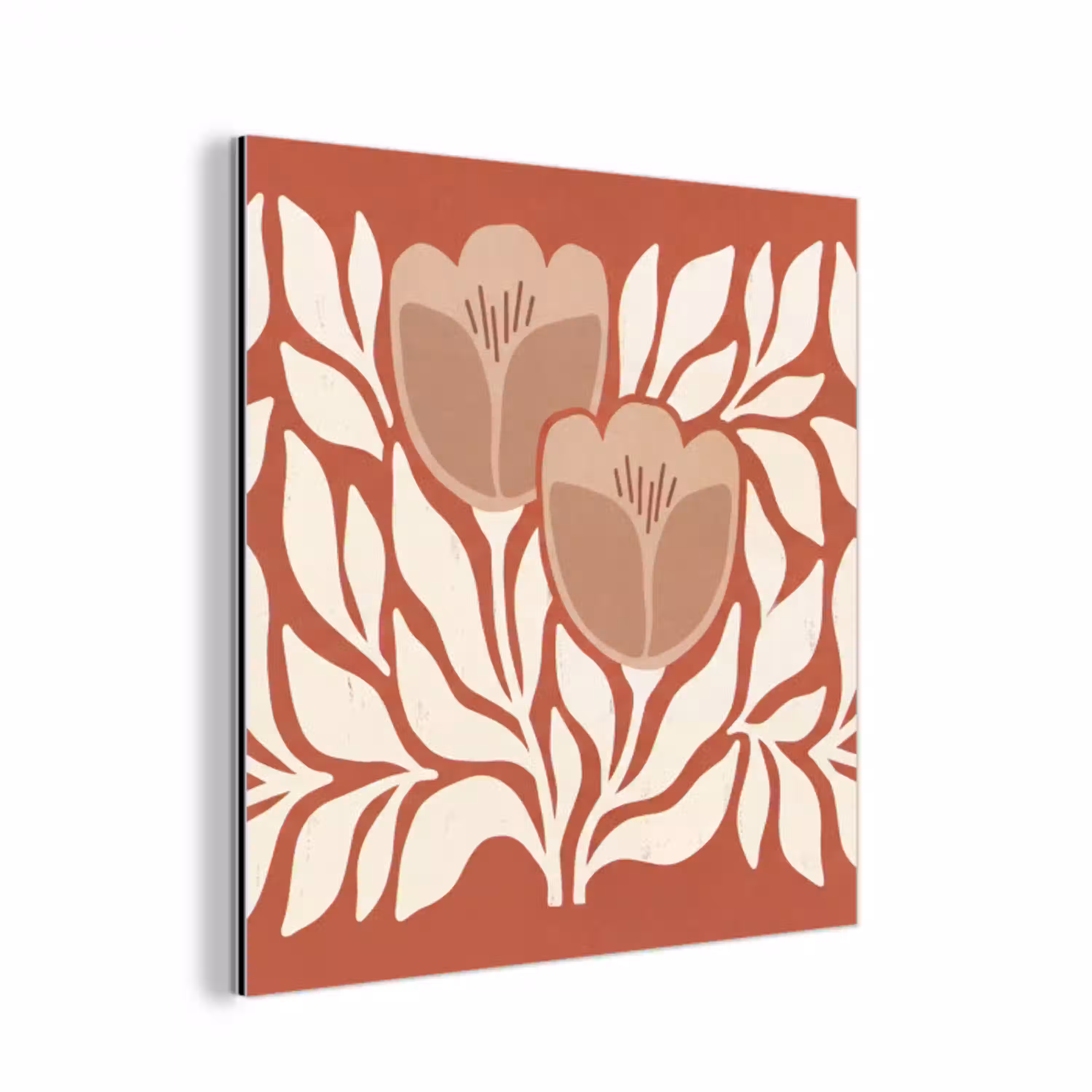 Bloemen - Abstract - Modern - Beige - Natuur aluminium wit klein -3d