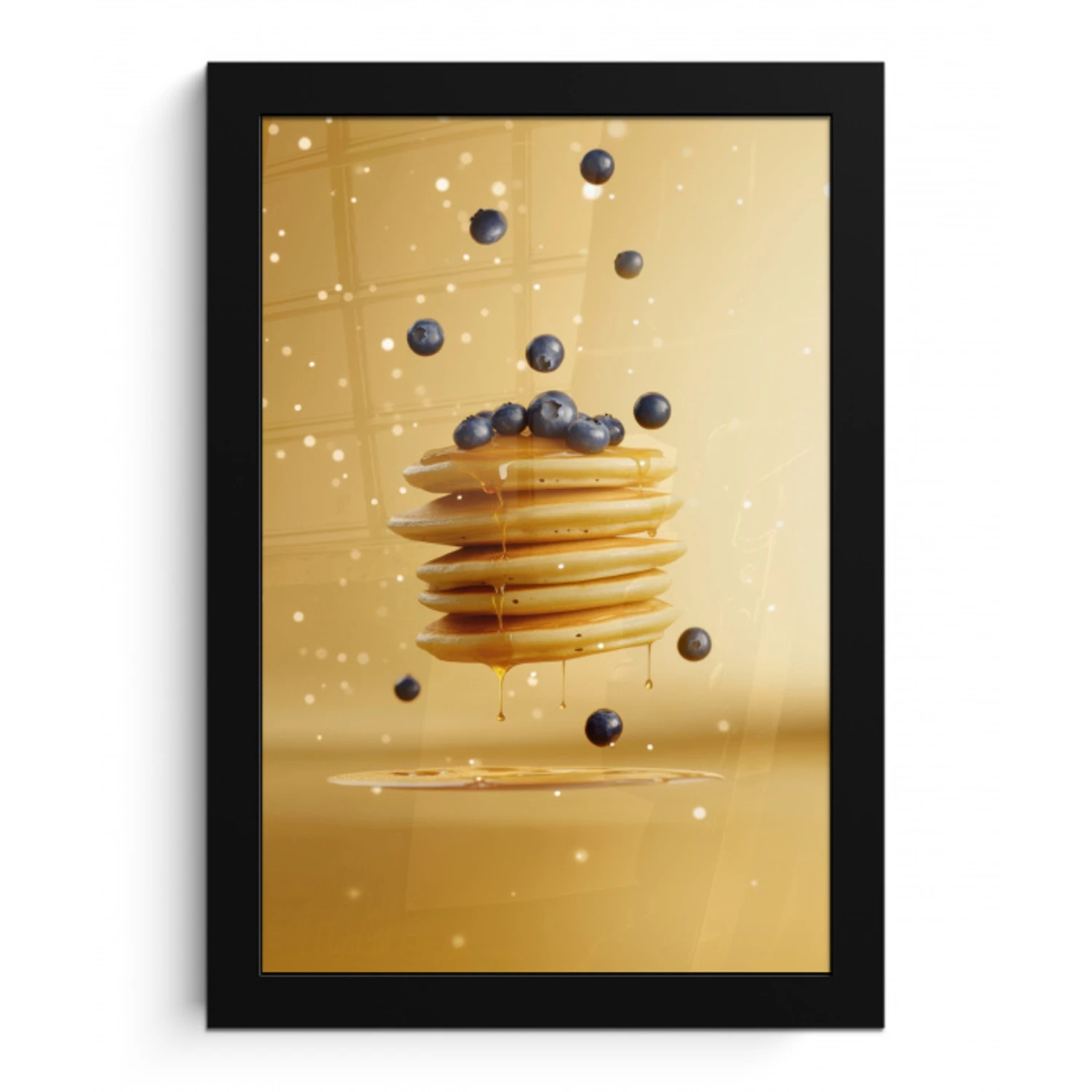 Pannenkoeken - Eten - Honing - Geel fotolijst zwart zonder passe partout klein -3d