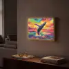 Zonsondergang - Walvis - Geschilderd - Kleurrijk Light Box met batterij (Wandlamp) middel -sfeer1