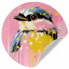 Vogel - Roze - Geel - Blauw Wandcirkel behangsticker klein -3d